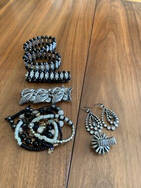 Clearout, fashion jewellery bundle, black silver collection